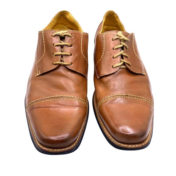 Sandro Moscoloni Norridge Cap Toe Oxford Dress Shoes Brown Leather Mens 11EEE - Picture 2 of 10